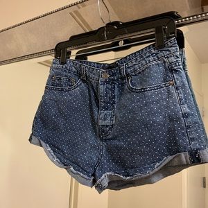 Polka Dot Denim Shorts